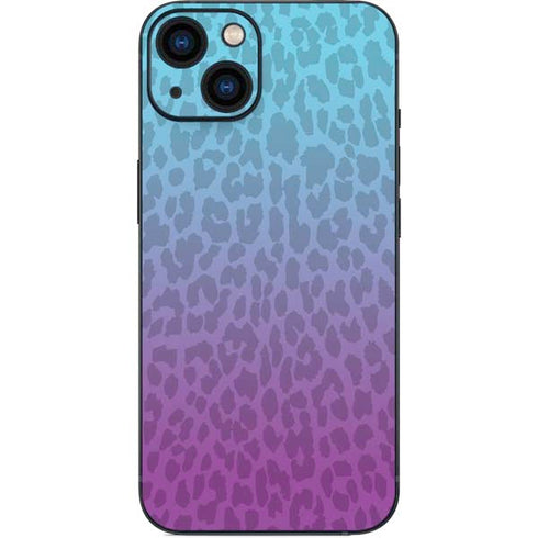 Cheetah Print Purple and Blue iPhone 14 Plus Skin